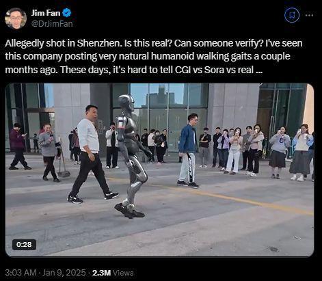 星空体育网站：深圳人形机器人行走走红英伟达科学家点赞(图1)